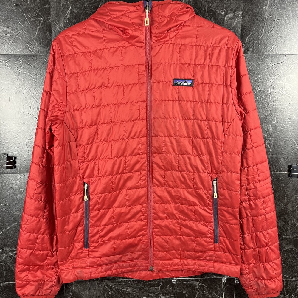 Patagonia Men's Red Nano Puff Insulated Hoody Jacket Small -Flaws